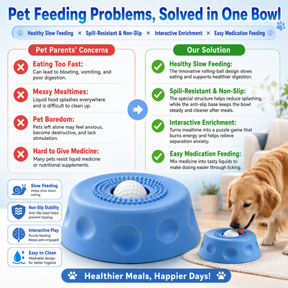 🔥Slow Feeder Dog Bowl with Rolling Ball-Suitable for large, medium, and small dogs.🐕‍🦺