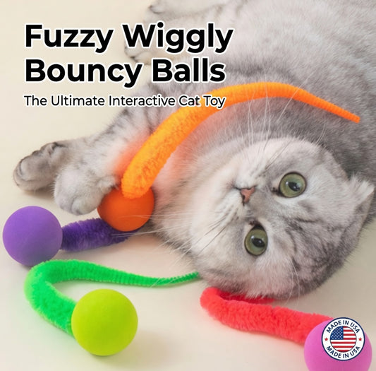 Creawel®  Fuzzy Wiggly Bouncy Balls The Ultimate Interactive Cat Toy
